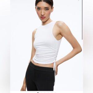 Alice + Olivia Chrissy Crewneck Ruched Crop Top